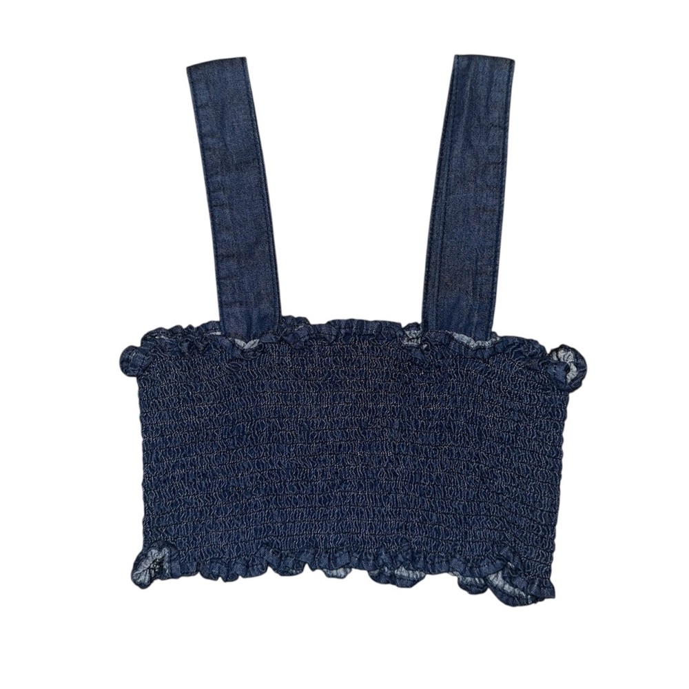urban outfitters naomi coastal smocked denim crop top